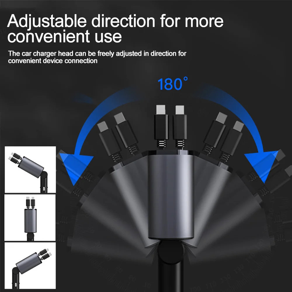 4 IN 1 100w Retractable Car Charger